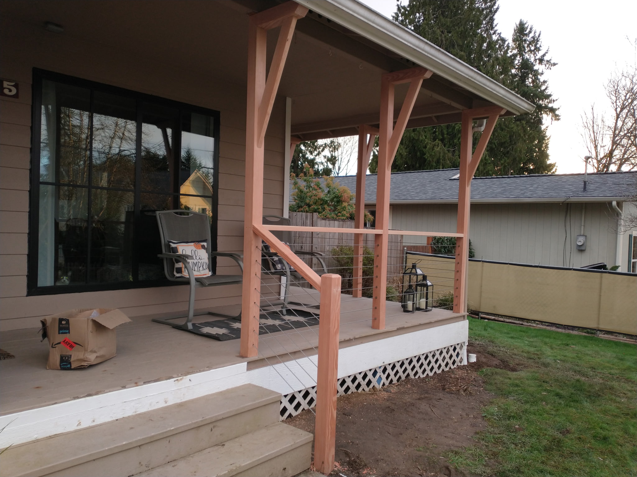 Covered Deck & Cable Railing — Fall City